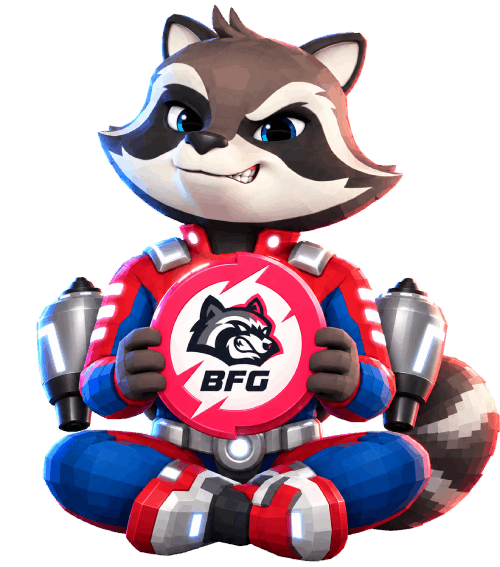 Mascota de BetFury sosteniendo un token BFG